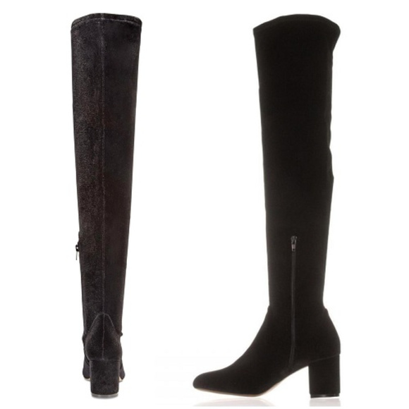INC Black Velvet Stretch Over The Knee Boots - Picture 3 of 6